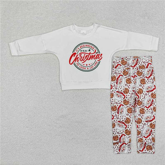 BLP1002 Christmas Santa Claus cup cane white long sleeve trousers suit