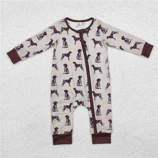 LR1759 Modal puppy brown zipper long sleeve onesie