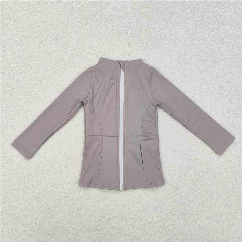 GT0679 Gray yoga wear zipper long sleeve top