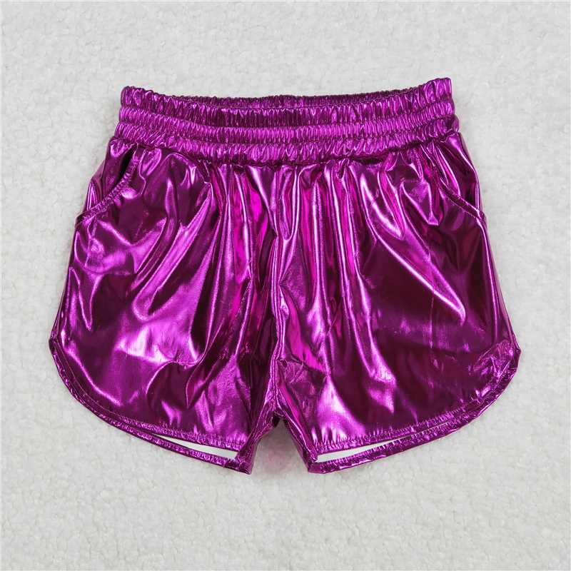 3.4 SS0412 Shiny leather dark purple shorts