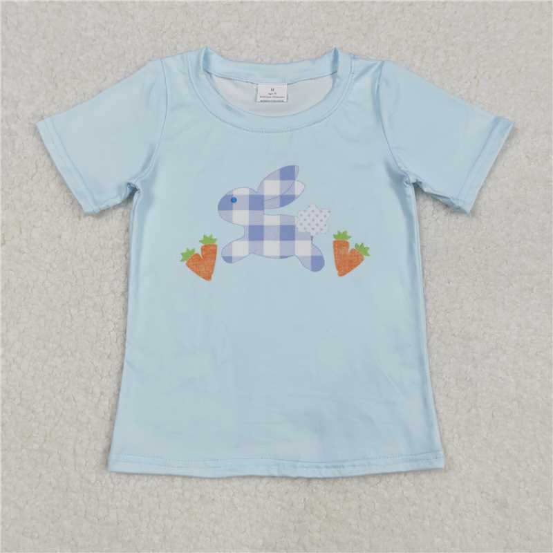 3.5 BT1166 Easter bunny carrot blue short sleeve top