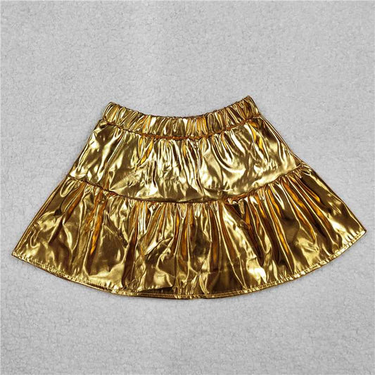 4.2  GLK0043 Glossy leather gold skirt