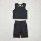 4.15  GSSO1517 Pure black vest and shorts yoga suit