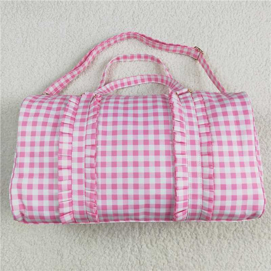 5.2 BA0302 Pink and white plaid lace gym bag