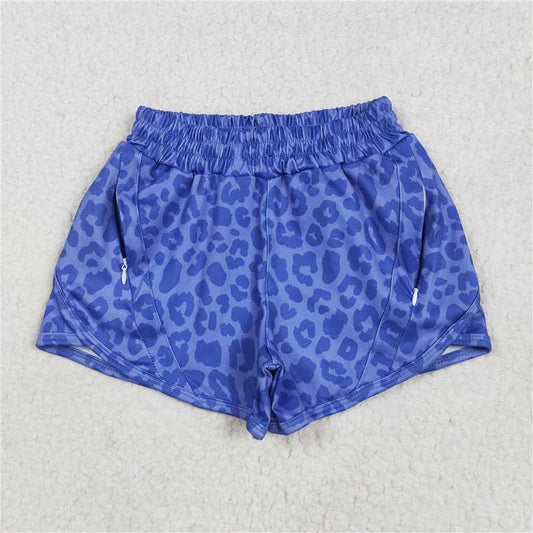 5.10  SS0466 Blue leopard print yoga shorts