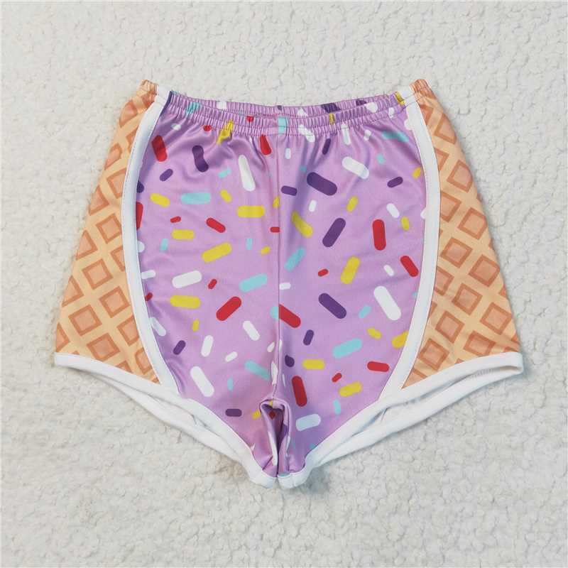 5.10 SS0572 Waffle Ice Cream Purple Orange Yoga Shorts
