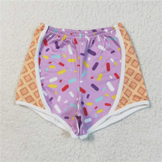 5.10 SS0572 Waffle Ice Cream Purple Orange Yoga Shorts