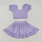 5.10  GSD2099 Pure purple lantern sleeve skirt yoga set