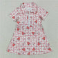 5.10 GSD2407 Strawberry flower pink bow pattern plaid yoga short sleeve dress