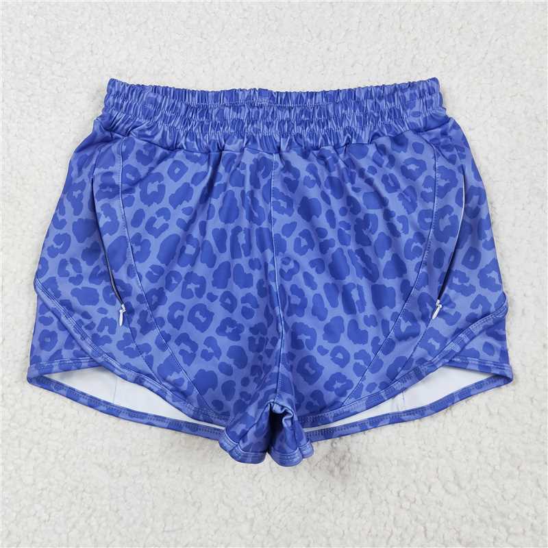 5.30  SS0470 Adult female blue leopard print yoga shorts