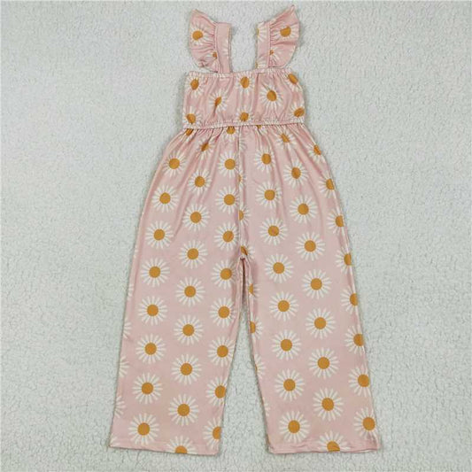 5.19  SR3052 Pink daisy flower flying sleeve jumpsuit