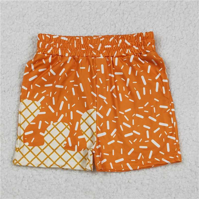 X830  SS0639 Waffle Ice Cream Orange Pocket Long Shorts