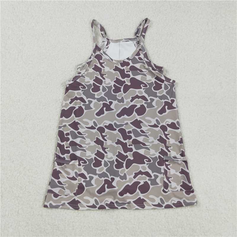 X913  GSD2719 Camo Pocket Yoga Slip Dress
