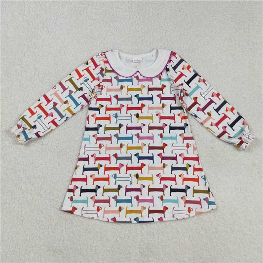 X901  GLD0471 Colorful Puppy Long-Sleeved Dress