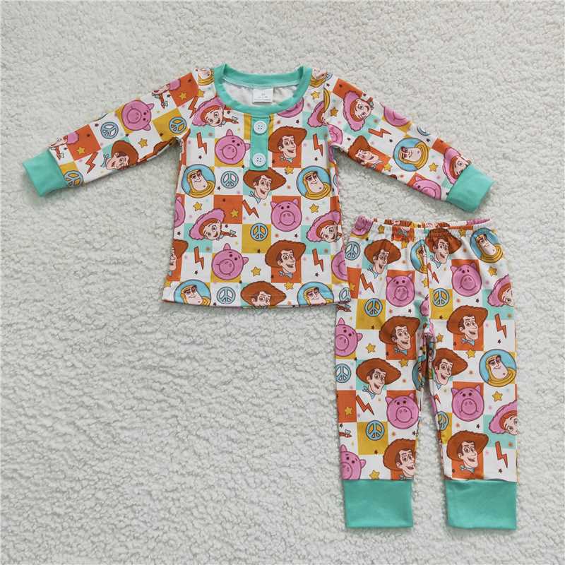 BLP0279 Cartoon Toy Story plaid long-sleeved trousers suit