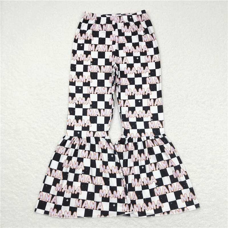 4.11  P0346 Adult mama lettering black and white plaid trousers
