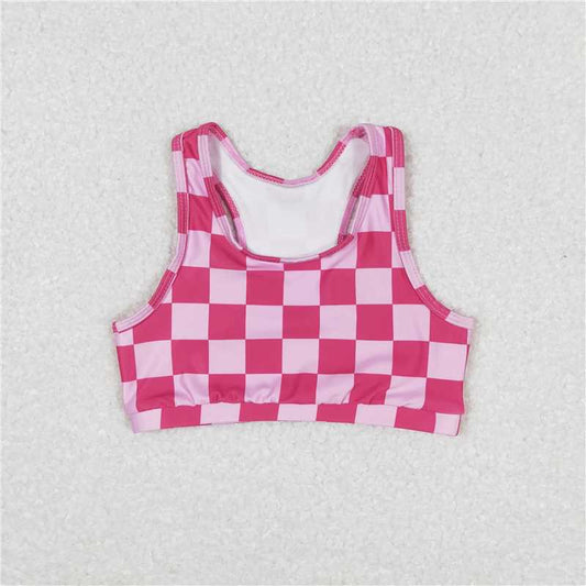 GT0521 Pink plaid sleeveless top