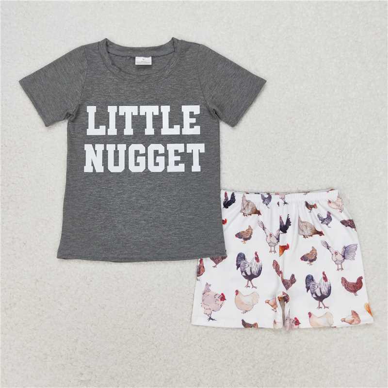 BSSO0943 Offset little nugget grey short-sleeved chick shorts set