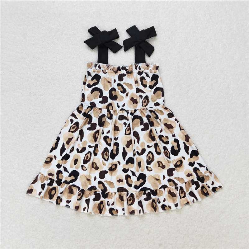 GSD0919 Leopard print black suspender dress