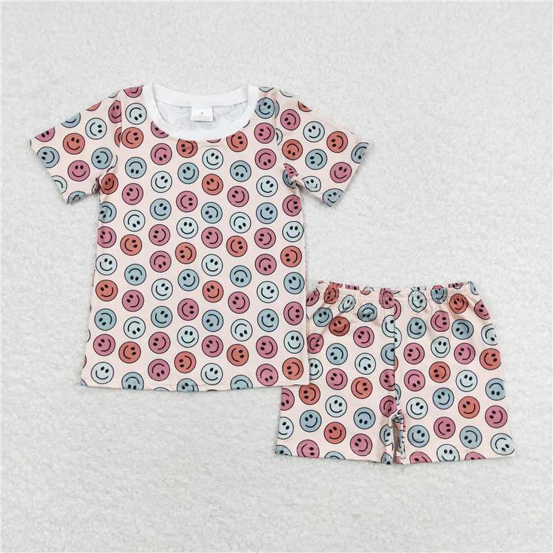 GSSO1160 Smiley face short-sleeved shorts set