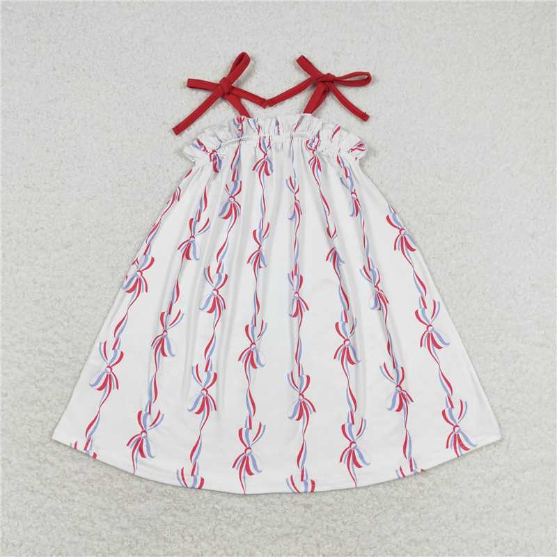 GSD1274 National Day bow white suspender dress