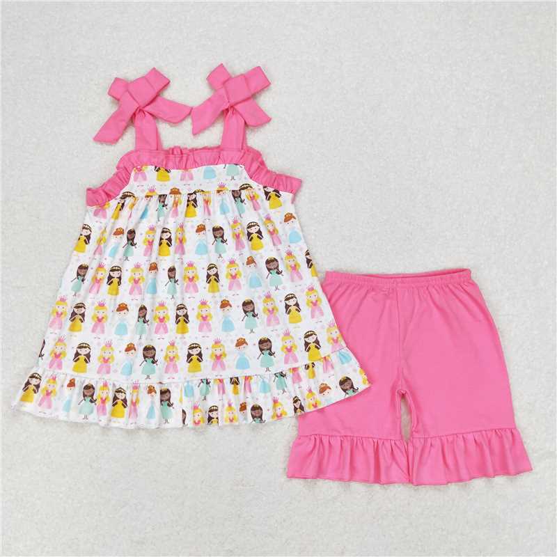 GSSO1045 Disney Princess Rose Red Lace Suspender Shorts Set