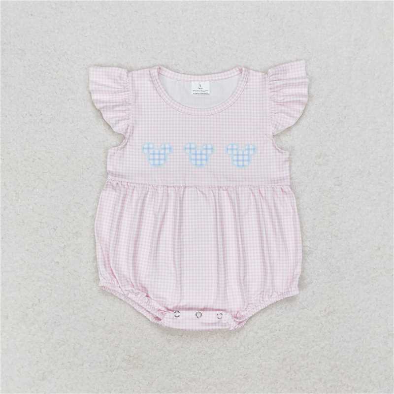 SR1533 Mickey pink plaid vest jumpsuit