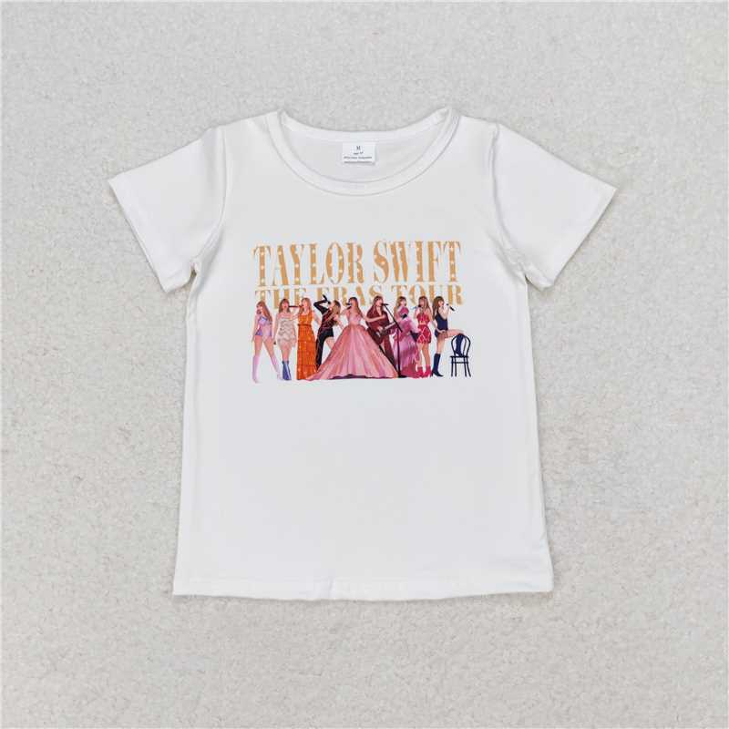 GT0532 Taylor Swift The Eras Tour White Short Sleeve Top