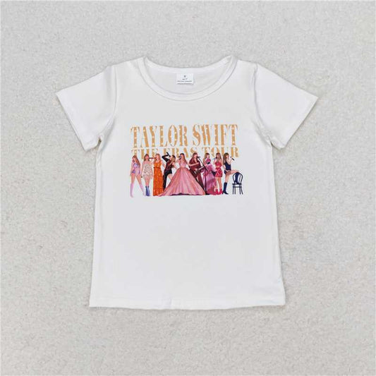 GT0532 Taylor Swift The Eras Tour White Short Sleeve Top