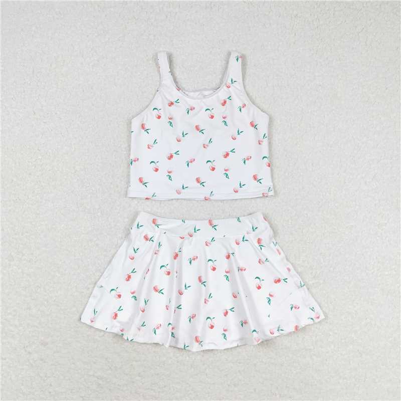 GSD0993 Peach fruit sleeveless culottes suit