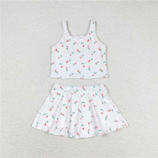 GSD0993 Peach fruit sleeveless culottes suit