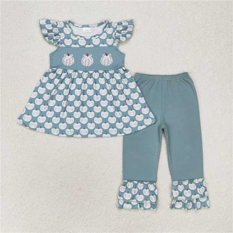 GSPO1532 Pumpkin blue flying sleeve trousers suit