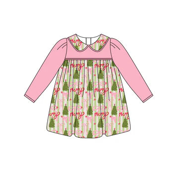 5.29 Christmas tree pink long-sleeved dress