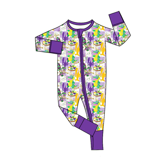 X1.13 Preorder (moq 5)Baby Boys Anchors Crayfishes Checked Mardigras Two Way Zip Convertible Rompers