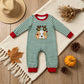 NEW RTS NO MOQ milk silk LR3146 Embroidery Lights Dog Baby Boys Green Stripe Christmas Pant Rompers