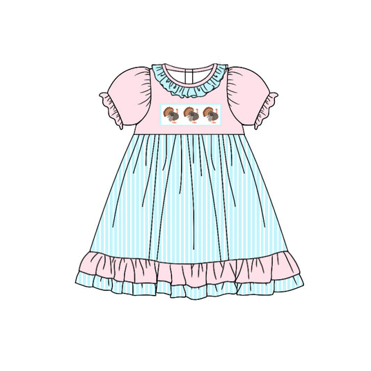 5.13 Turkey Pink Striped Knee-Length Dress