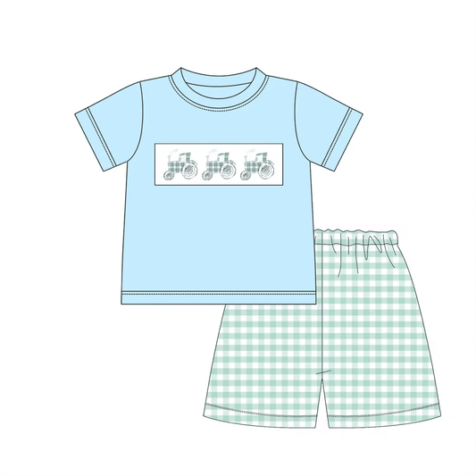 5.20 Boys Car Plaid Set