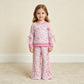 NEW RTS NO MOQ milk silk GLP3366 Baby Girls Pink Floral Print Long Sleeve Top Pockets Flare Pant Fall Outfit Set