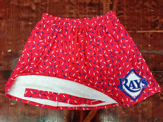 5.9 red elastic shorts