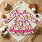 NEW RTS NO MOQ milk silk GLD0753 Baby Girls Santa Cactus Christmas Western Ruffle Knee Length Dresses