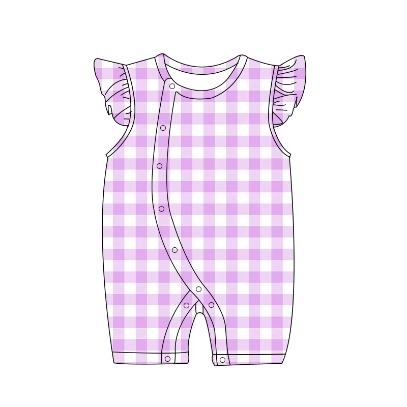 5.16 Purple plaid flying sleeve toddler clothes