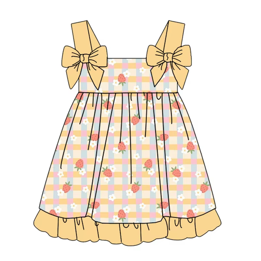 5.13 Yellow Strawberry Plaid Dress