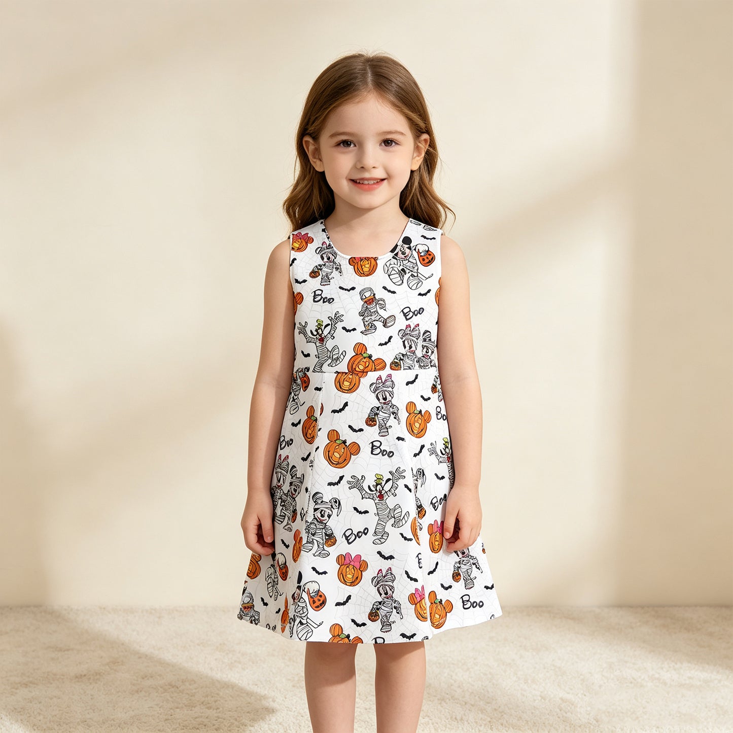 RTS NO MOQ yoga GSD4291 Baby Girls Cartoon Mouses Pumpkins Boo Halloweens Yoga Active Short Dress