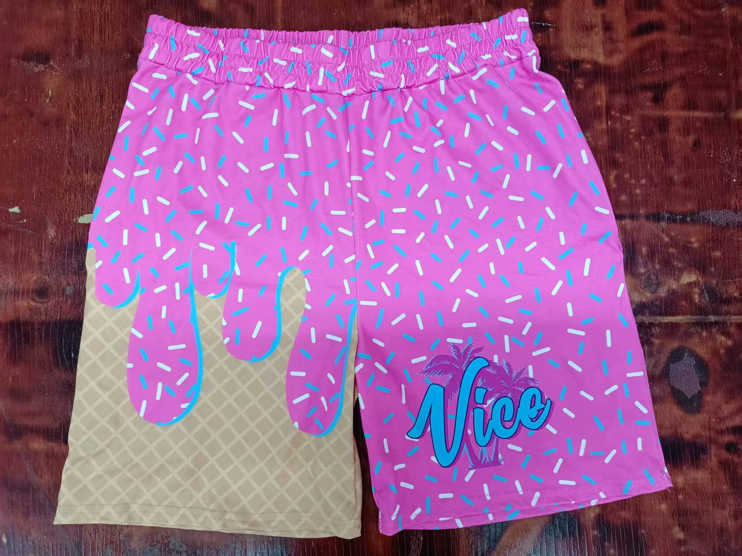 5.9 Rose Red Letter Elastic Shorts