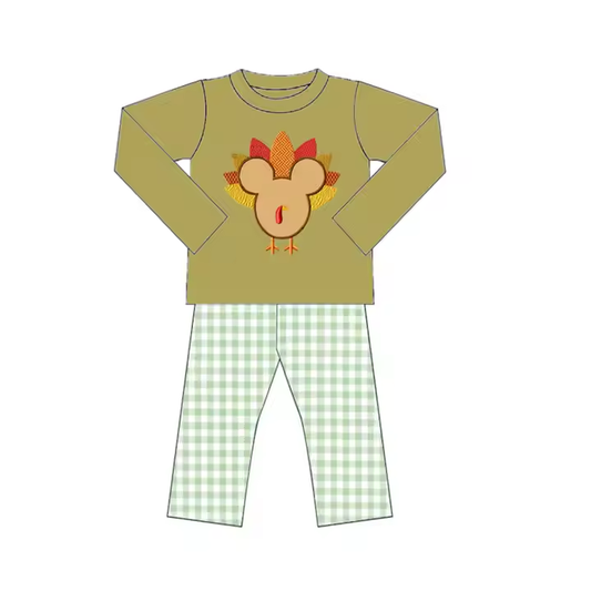 5.13 Turkey Green Plaid Boys Long Sleeve Two-Piece Suit
