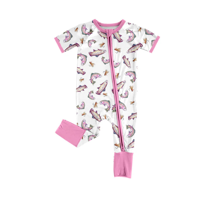 X1.13 Preorder (moq 5)Baby Boys Fishing Hunting Two Way Zip Convertible Rompers