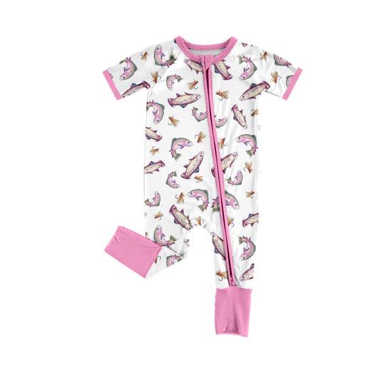 X1.13 Preorder (moq 5)Baby Boys Fishing Hunting Two Way Zip Convertible Rompers