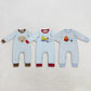 RTS NO MOQ Sibling milk silk Embroidery Baby Boys Light Blue White Stripe Long Sleeve Fall Rompers