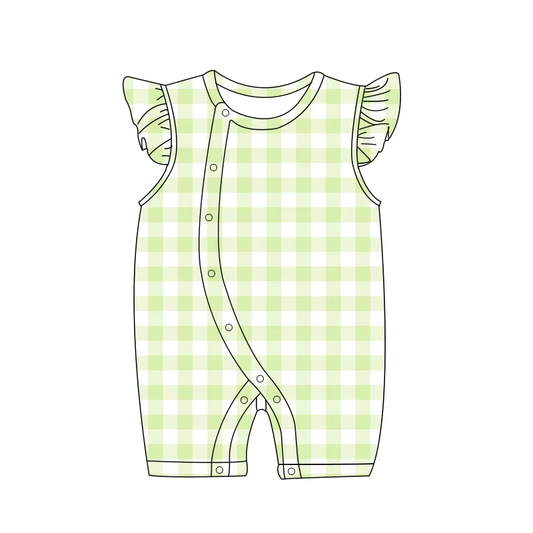 5.16 Green plaid flying sleeves toddler clothes