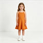 NEW RTS NO MOQ yoga fabric cotton S0780 Yoga Baby Girls Orange Athletic Sleeveless Knee Length Active Dress